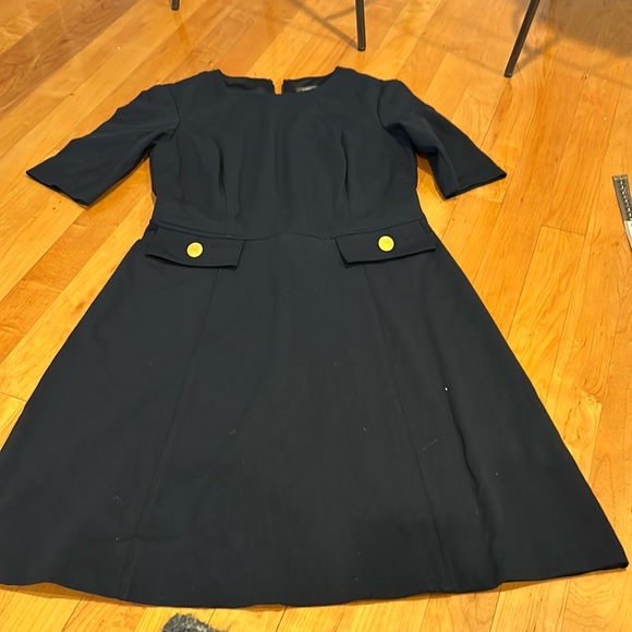 Vince Camuto Dresses & Skirts - Vince Camuto Navy Blue Faux Pocket Dress Cute Sleeves and Gold Button Detail